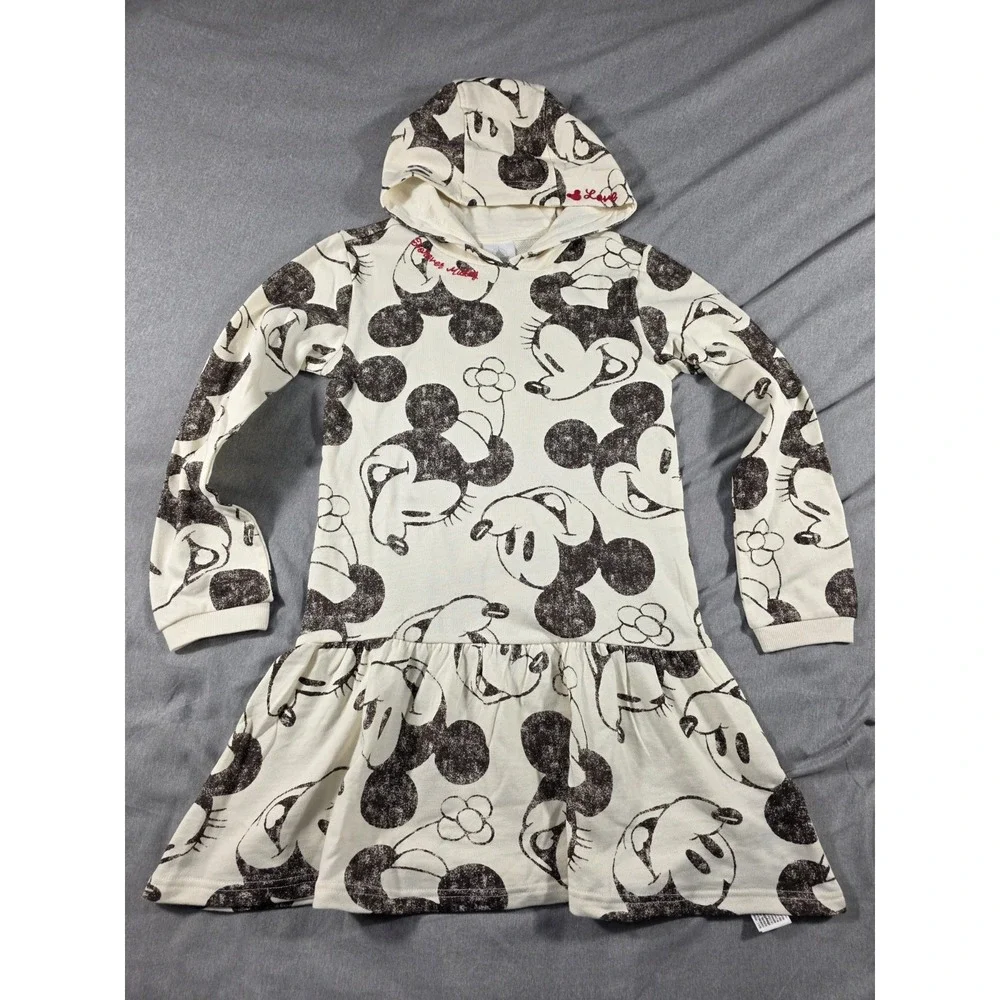 NWOT Disney Mikey Minnie Mouse Girls Youth‎ 9/10 Long Sleeve Terry Hooded Dress